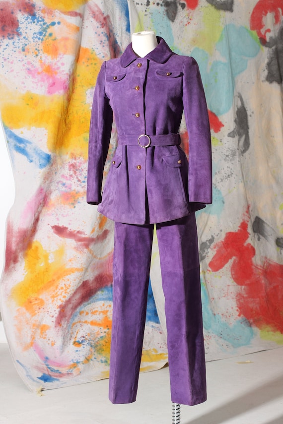 Early 70s Mod Suede Leather Pant and Jacket Set