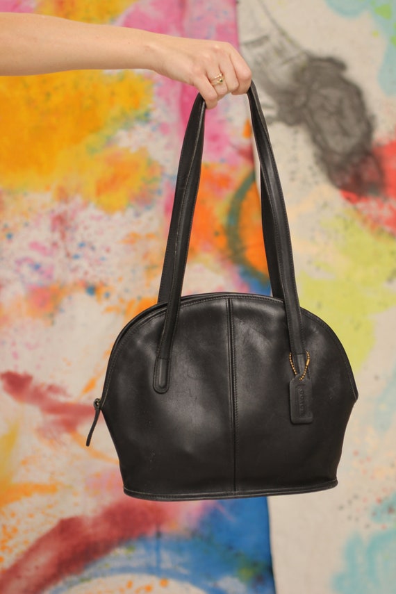 90s Black Coach Over-The-Shoulder Leather Handbag