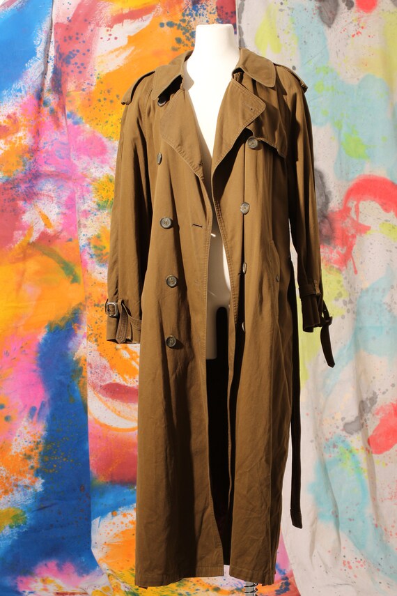 90s Olive Cotton Trench Coat