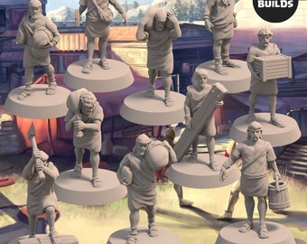 City of Eros Dockworkers Miniatures: 28mm Resin Figures (10-Piece Bundle)