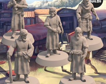 Civilians of the Empire of Jagrad Bundle (5 unique miniatures) - Miniatures