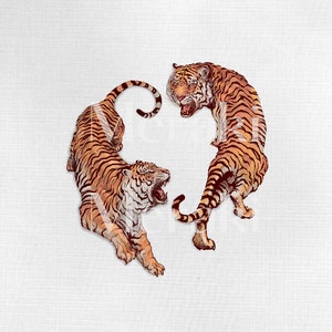 Vintage Tigers png, jpg Digital DOWNLOAD | Clipart Download | Vintage PNG & JPG Image for Printing, Invitations, Wall Art, Collages, etc