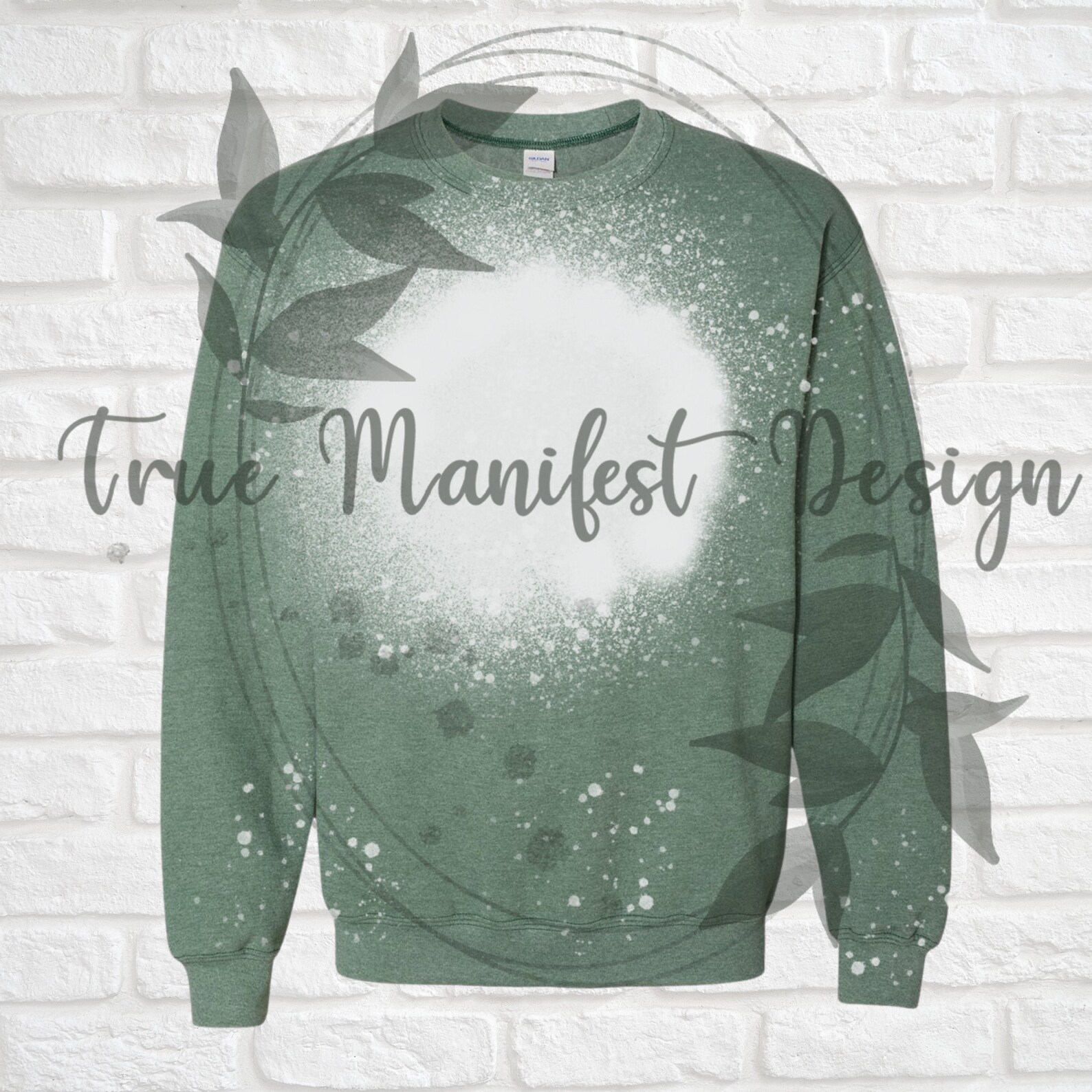 Bleach Sweatshirt Mock Up Heather Green PNG Digital Etsy