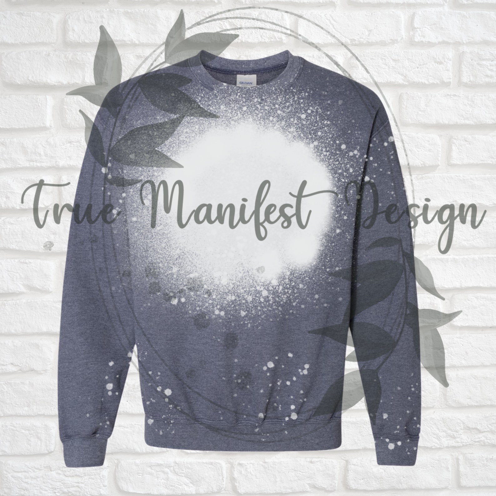 Bleach Sweatshirt Mock Up Navy Blue PNG Digital Etsy