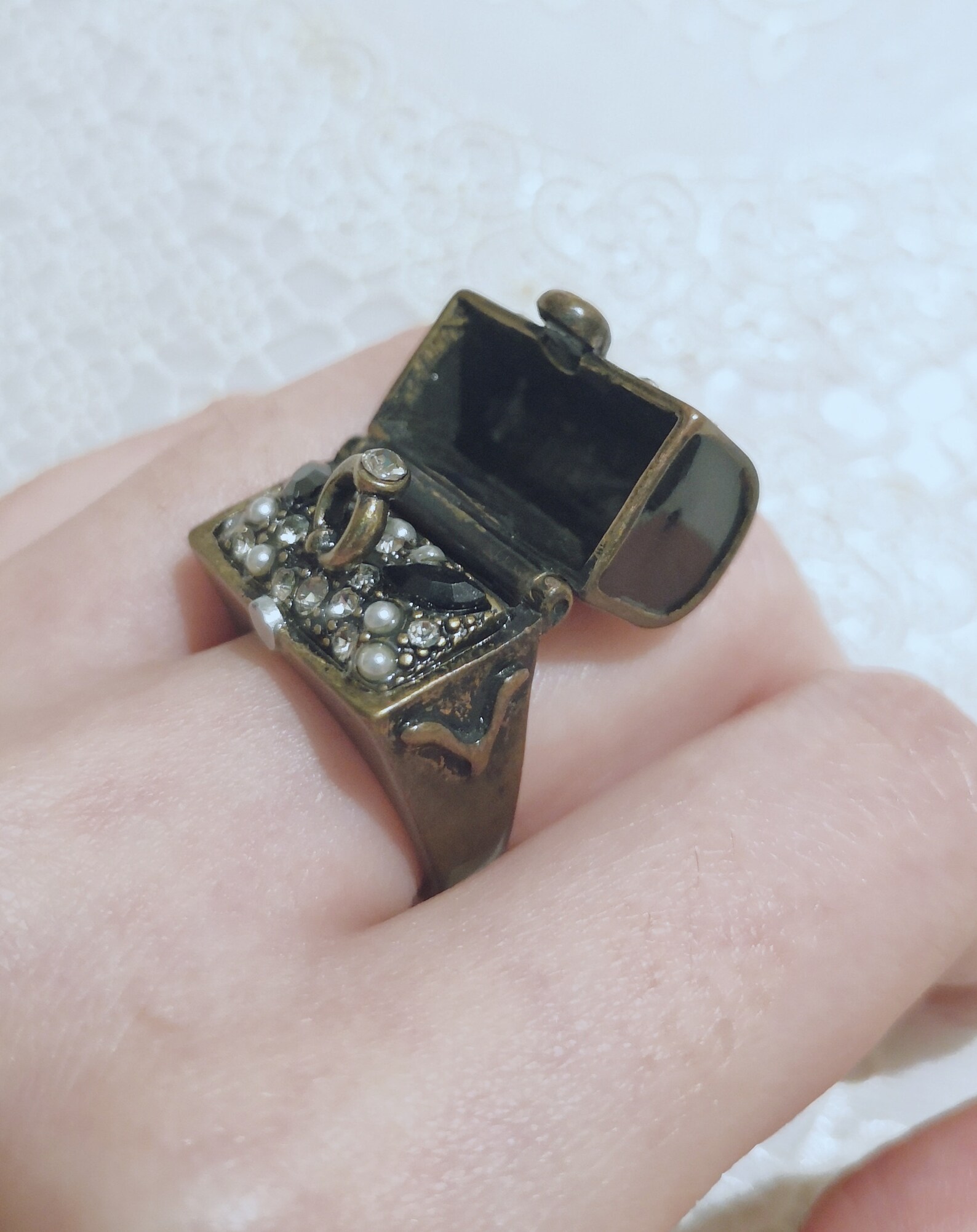 Vintage locket treasure chest ring vintage locket ring Etsy