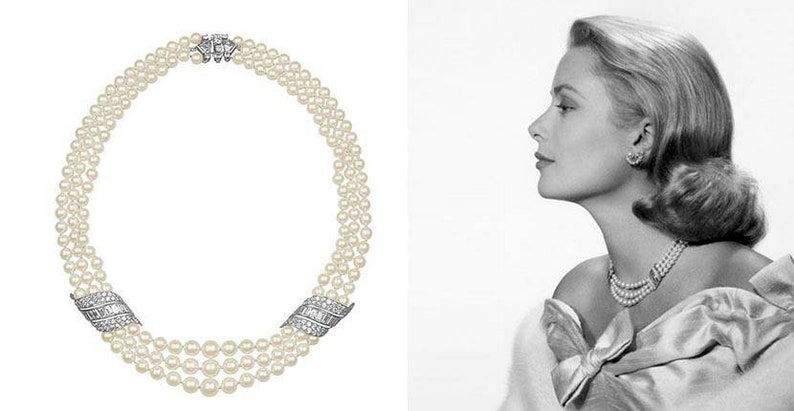 Princess Grace Kelly pearl jewellery set replica unisex | Etsy