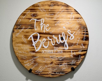 Custom Wooden Circle Wedding Guest Book, Alternative Wedding Guest Book, Wedding Signs, Wooden Wedding Signs, Custom Wedding Decorations