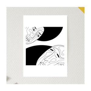 Tarjetas - ilustraciones impresas digitalmente - tamaño A5/A4 - hechas a mano - originales - monocromáticas/color