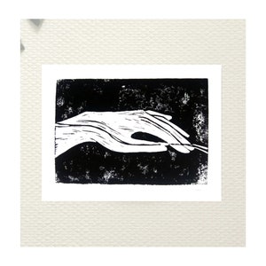 TOUCHER CARESSE - linosnede - A5/A4/A3 formaat naar keuze - handgemaakte print - monochroom