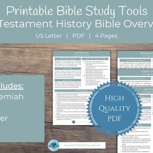 Old Testament History Books Overview Printables