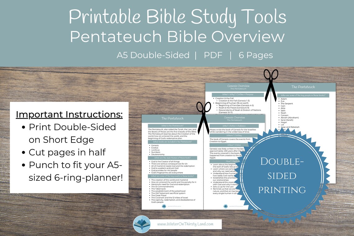 Pentateuch Bible Overview Printables A5 6ring Planner Etsy