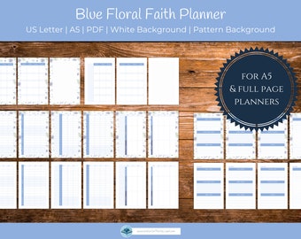 Blue Floral Faith Planner, Printable