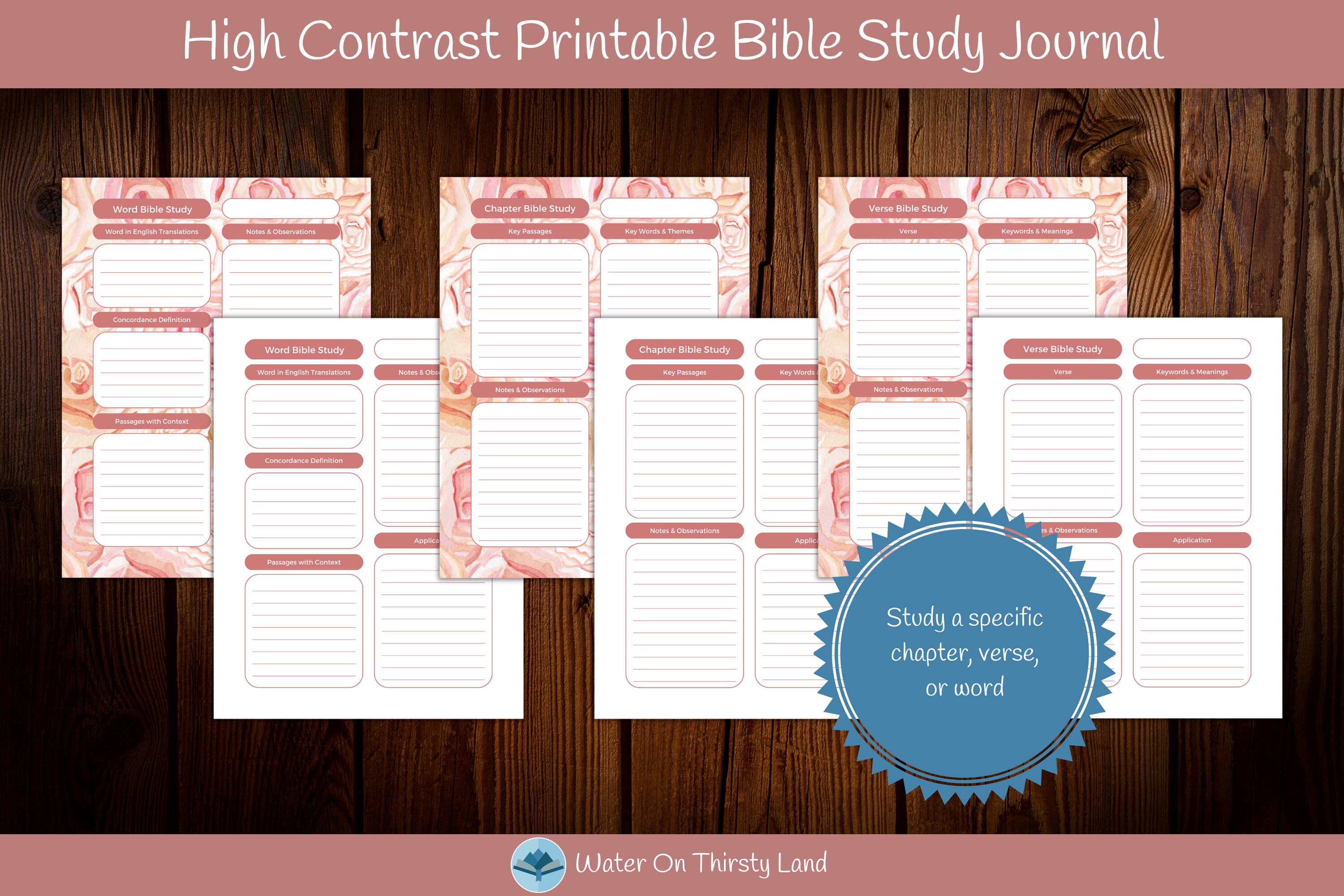 High Contrast Rose Bible Study Journal - Etsy