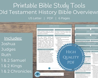 Old Testament History Bible Book Overview Printables