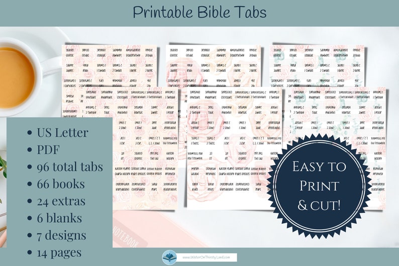 Printable Rose Bible Tabs Christian Bible Study Tools image 3