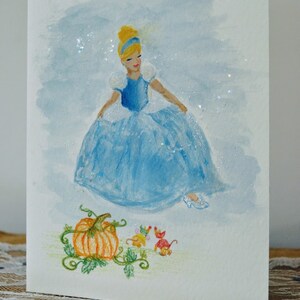 5&quot; x 7&quot; Cinderella Inspired Watercolor Painting or Card *Frame NOT Included*
