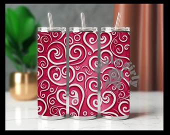 Valentine Hearts 3D digital tumbler wrap