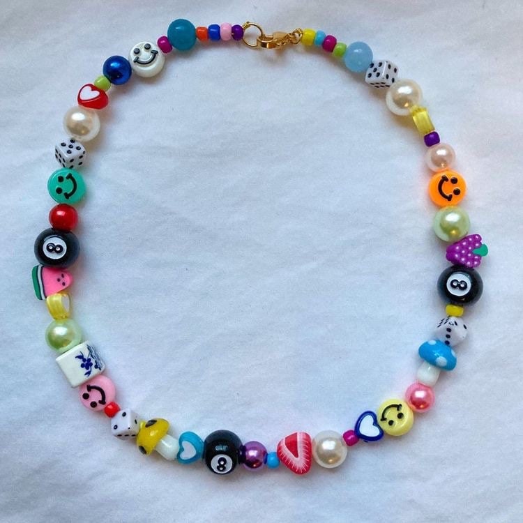 Y2k Inspired Beaded Necklace - Etsy 
