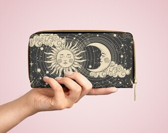Yunshm Bohemian Sun Moon Personalized Leather Classic Floral Coin Purse Clutch Pouch Wallet For Womens Yunshm Bohemian Sun Moon Personalized Leather Classic Floral Coin Purse Clutch Pouch Wallet For Womens