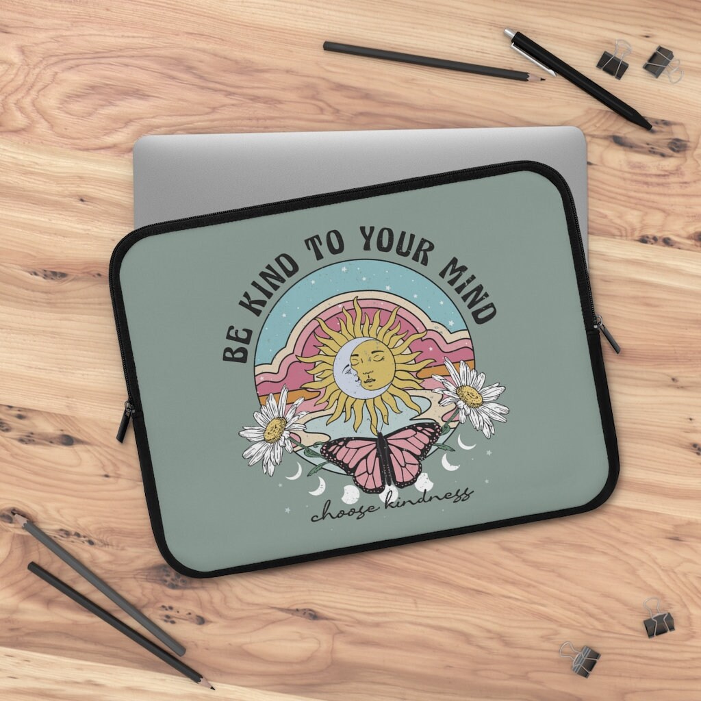 Be Kind to Your Mind Laptop Case Pretty Blush Blue Case Etsy