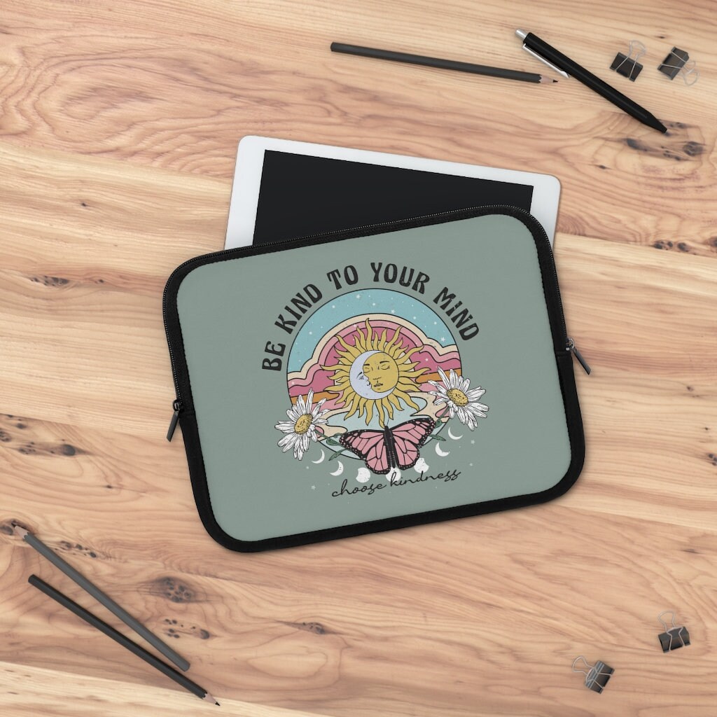 Be Kind to Your Mind Laptop Case Pretty Blush Blue Case Etsy