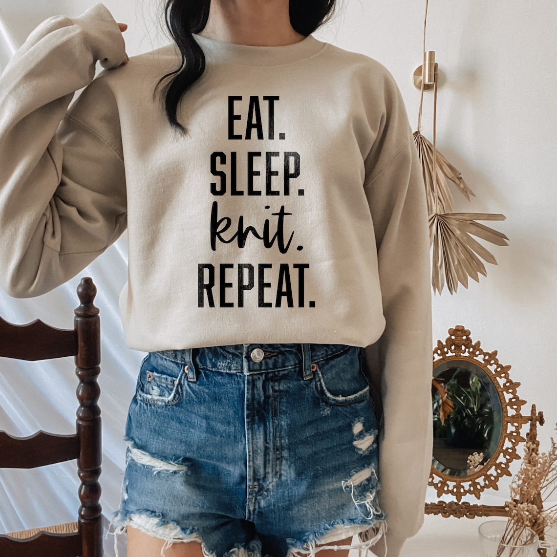 Eat Sleep Knit Repeat Knitter Gift Idea Knitting Lover Etsy