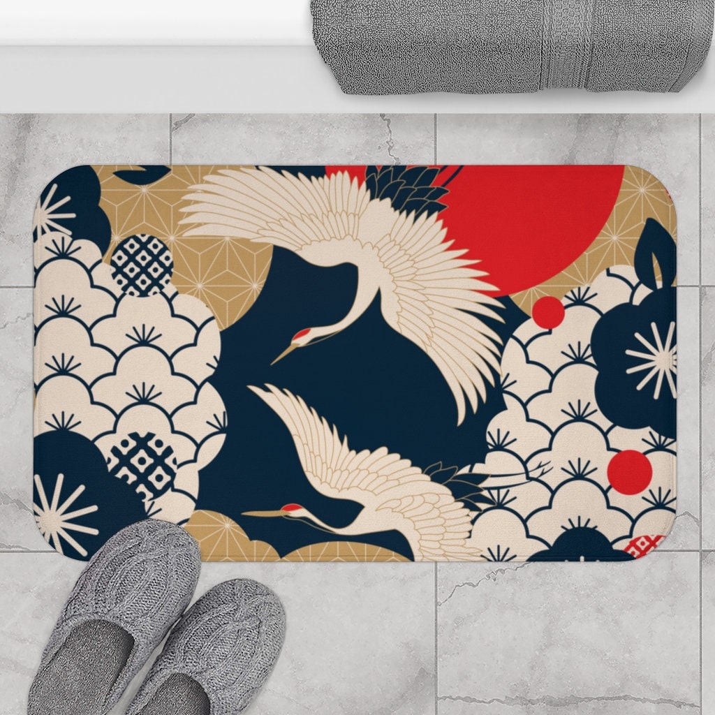 Oriental Bath Mat Japanese Style Bathroom Decor Unique Etsy