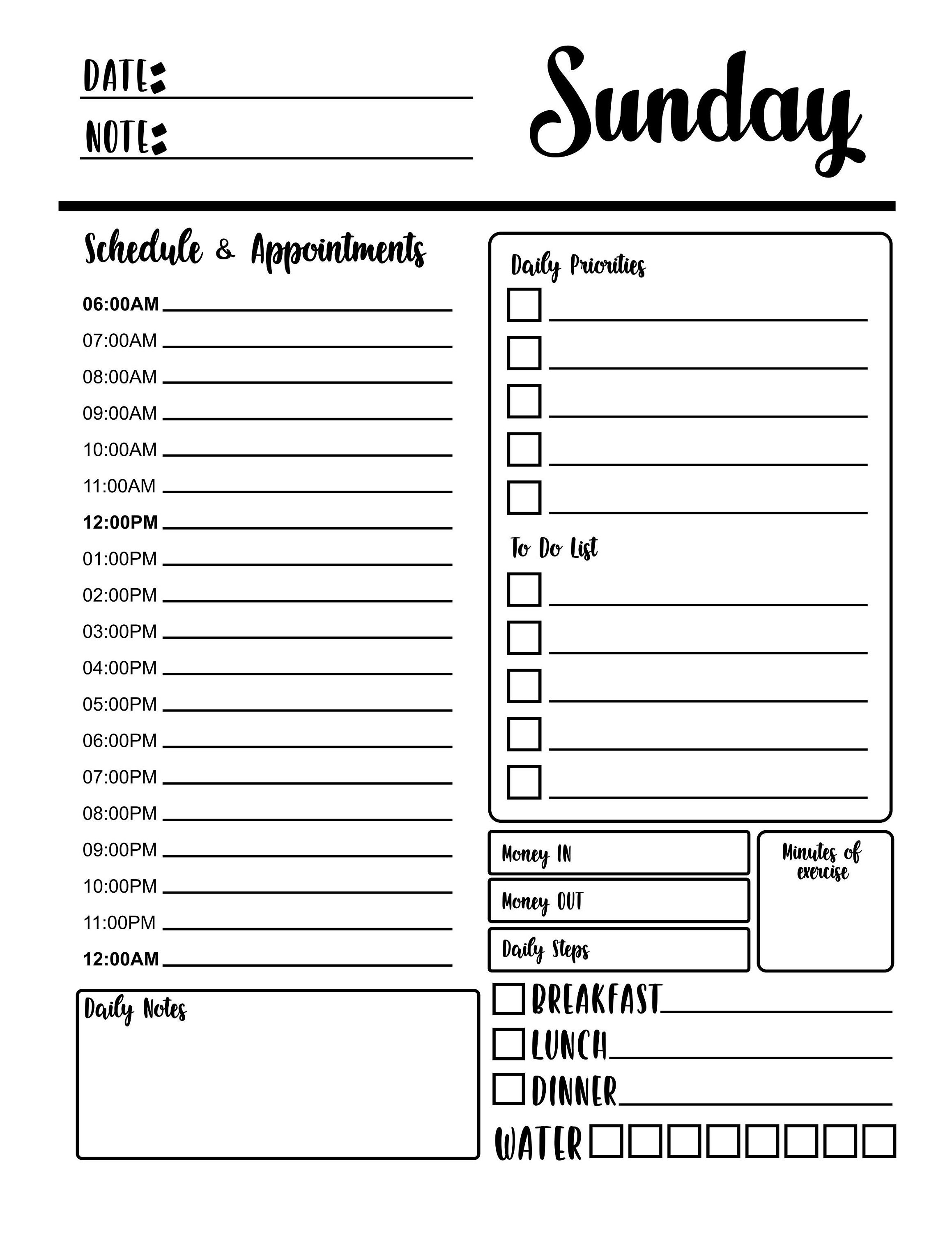 weekly planner printable 7 days printable planner set etsy