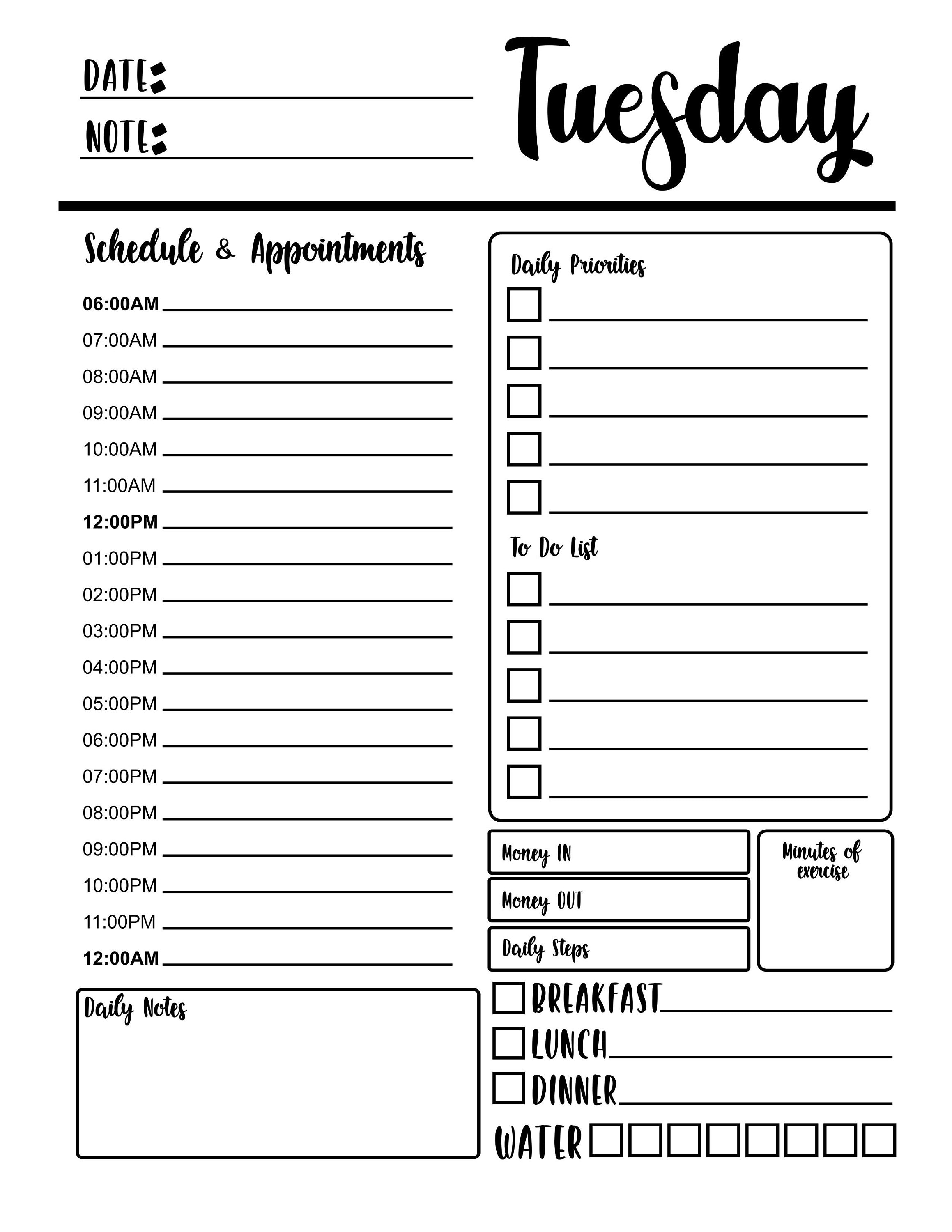 weekly planner printable 7 days printable planner set etsy
