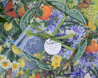 My wild Spanish Garden 100% linen table napkins (set of four)