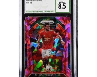 2020 Panini Prizm Premium League 12 Bruno Fernandes Pink Ice CSG 8.5