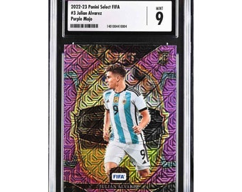 2022-23 Panini Select FIFA 3 Julian Alvarez Purple Mojo RC CGC 9