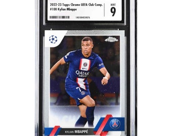 2022 Topps Chrome UEFA Club Competitions 100 Kylian Mbappe CGC 9