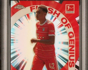 2022-2023 Topps Chrome Bundesliga Flash du génie JM Jamal Musiala PSA 9