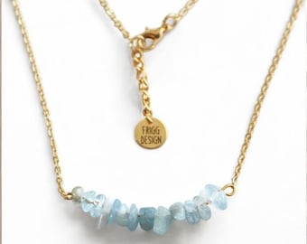 March Birthstone Necklace, Aquamarine Pendant, Dainty Everyday Jewelry Gift, Handmade Sterling Silver Birthday Gift