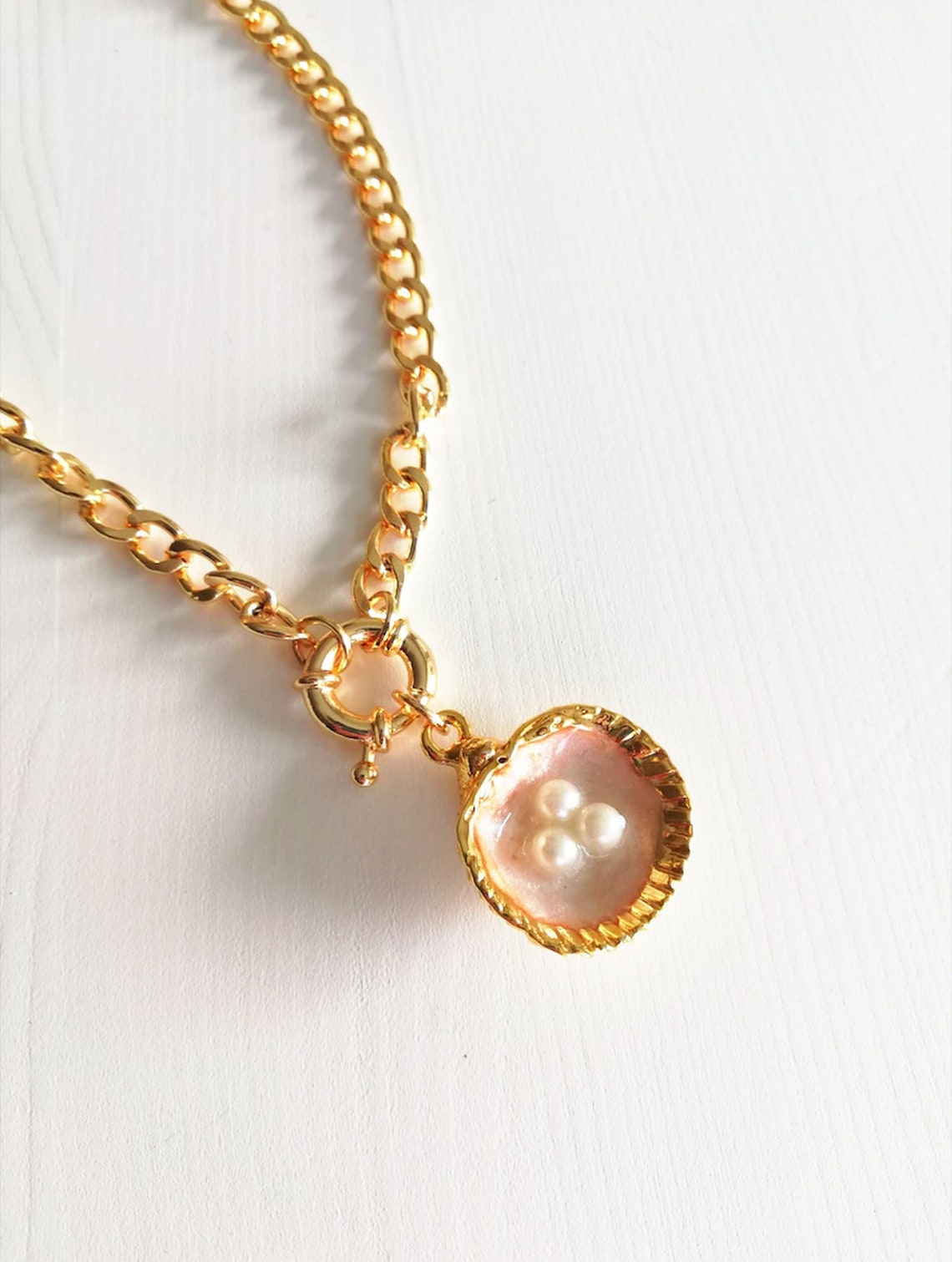 Pearls Shell Necklace Shell Necklace Pearls Necklace Etsy