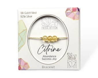 Natural Citrine Bracelet, 18K Gold-Filled Sterling Silver