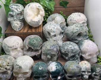 Moss Covered Agate Skulls - You Choose