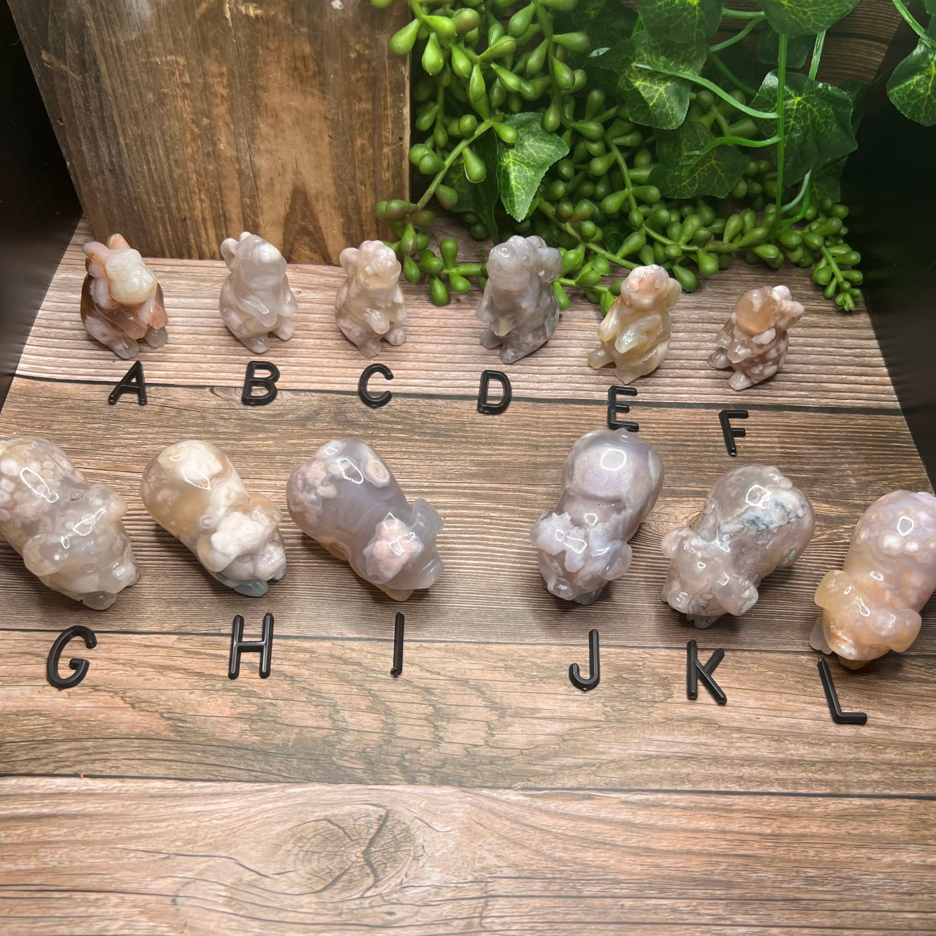 Flower Agate Rabbit or Pig - You Choose