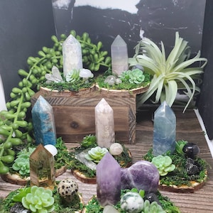 クリスタルとフェイク多肉植物のディスプレイ