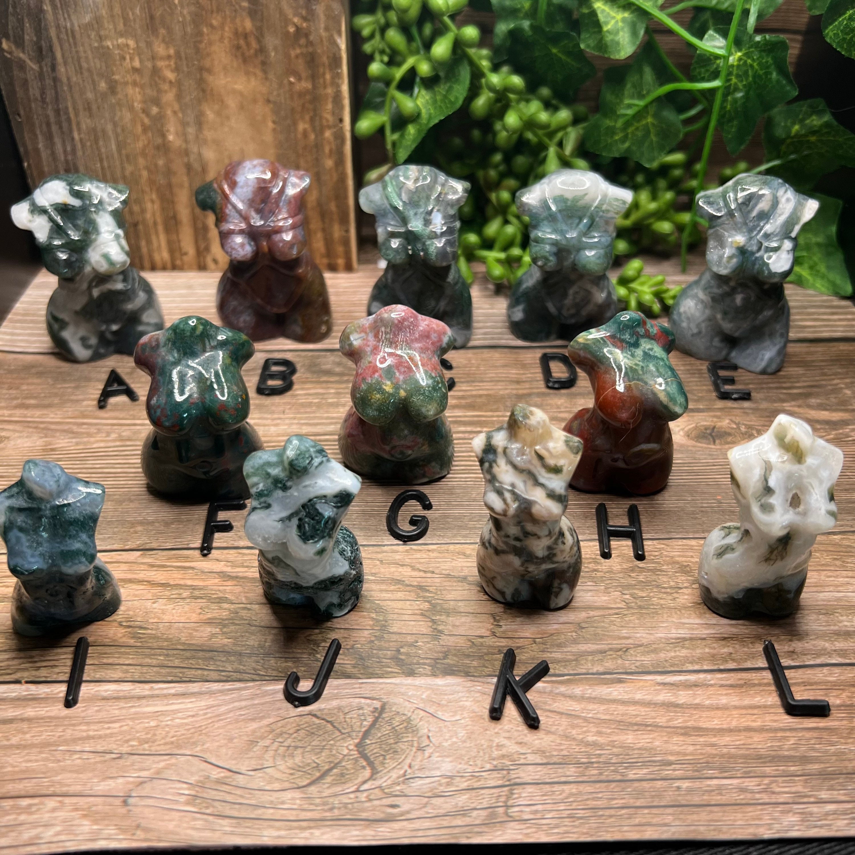 Moss Agate or Ocean Jasper Goddess Body - You Choose