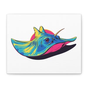 Colorful Stingray Canvas Print: Nautical Beach House Wall Art
