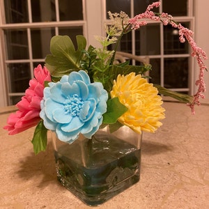 Spring Flower Bouquet Luxury Handmade Soap Flower Bouquet w/ Vase Decorative Soap Spa Gift Mother&#39;s Day Gift