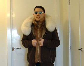 Men's rabbit fur hoodie hot sale