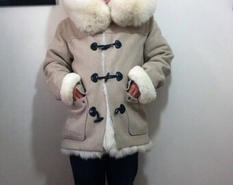 Unique Arctic Fox Fur Lined Hooded Men's Duffel Coat