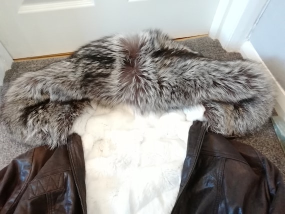 Awesome Silver Fox Fur Reversible Rex Rabbit & Leather