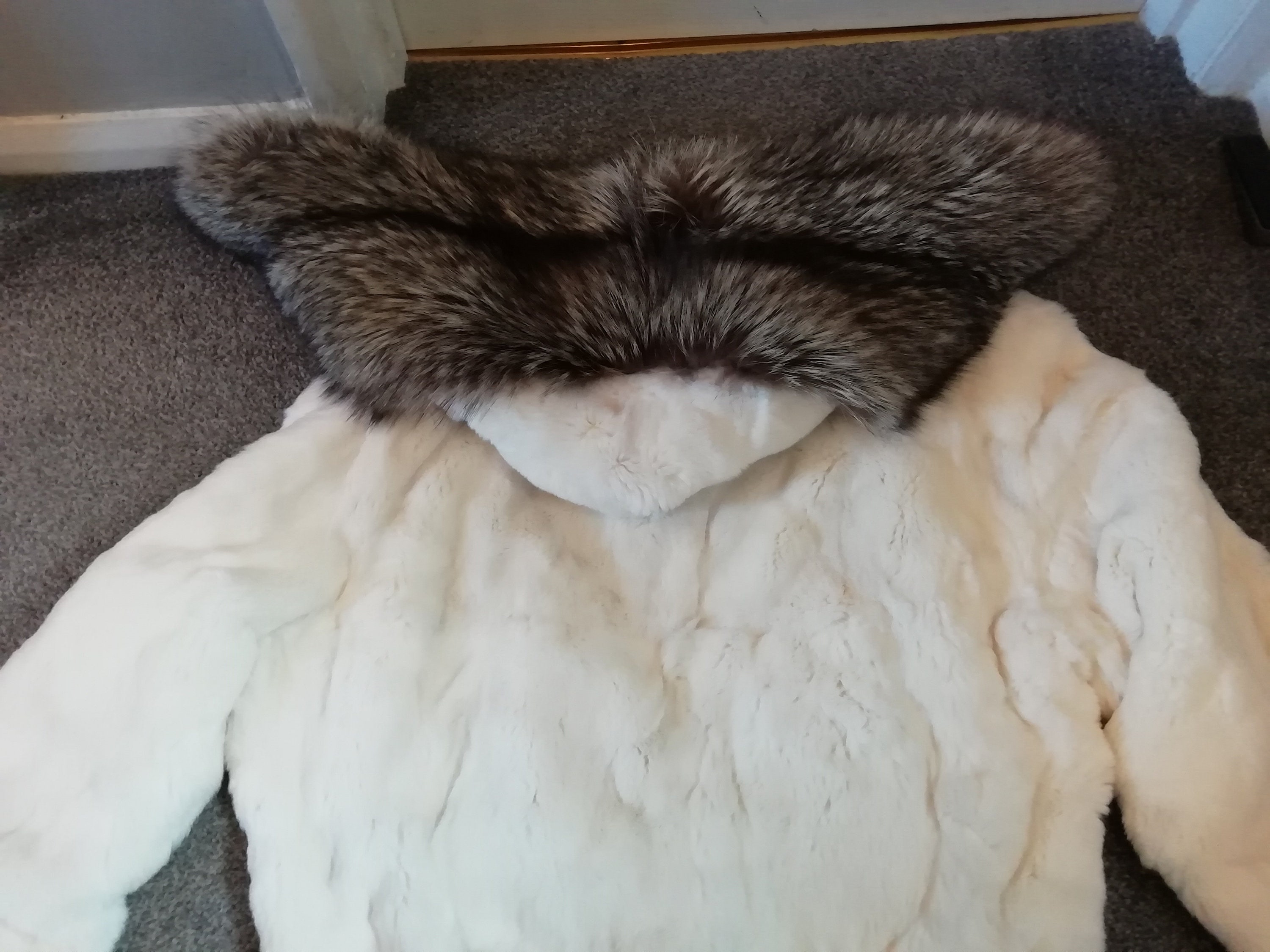 THINK FUR リバーシブルfox like fur jacket 美品 Awesome Silver Fox Fur Reversible Rex Rabbit & Leather