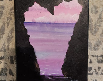 GROTTE EN FORME DE COEUR, peinture acrylique 8 x 10