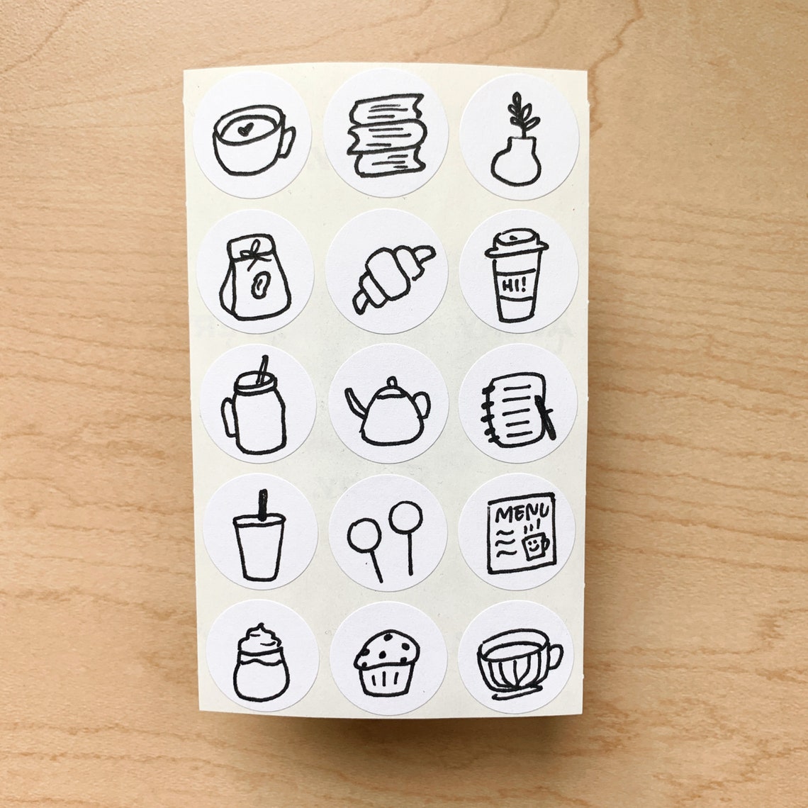 coffee shop aesthetic sticker sheet light academia dark