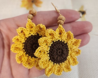 Sunflower Earring | Crochet Jewelry